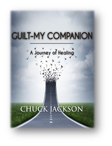 Book cover for Guilt--My Companion by Chuck Jackson shows roadway lifting into sky and breaking into pieces